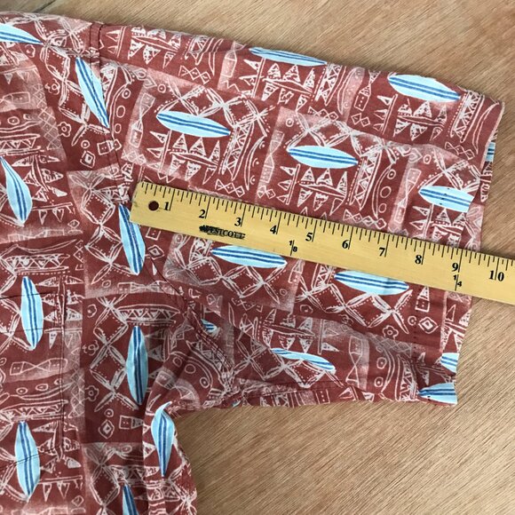 Reyn Spooner Hawaiian Shirt Men XXL Red Geometric Button Down Pocket Collared - Picture 9 of 14